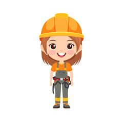Fototapeta premium Climber Cute Worker Work Job Profession Professional Occupation Cartoon Character 