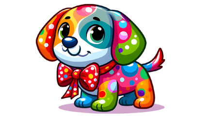 Obraz premium Colorful dog cartoon with bow tie