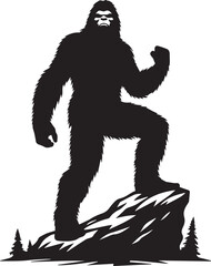 Fototapeta premium Bigfoot silhouette standing on a rock looking triumphant