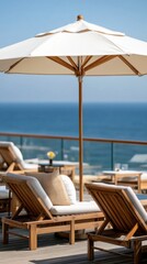 Luxurious beach club rooftop bar with stunning ocean views for relaxation and leisure