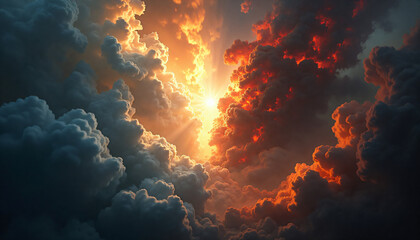 a sunset with clouds in the sky