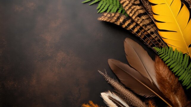 Minimalist flat lay composition for bolivian gran poder celebration concept