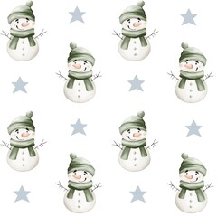 Whimsical snowmen in cozy hats and scarves cheerfully celebrating winter joy