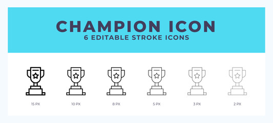 Champion icon symbol. Outline. Lineal icon with editable stroke.