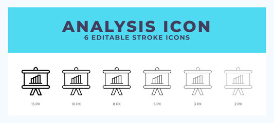 Analysis icon with editable stroke. Outline icon vector illustration.