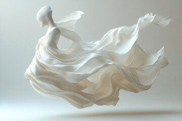 white paper gracefully flying and twisting through the air captured in a dynamic pose emphasizing movement and the essence of creativity against a clean isolated background