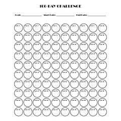 100 Day challenge calendar and goal Planner. Daily tracker with motivation word and goals. Plan your day make dream happen. Habit Tracker. Minimalist simple planner