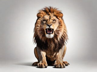 Obraz premium White lion with open jaws, abstract animal concept