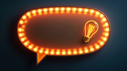 Vector realistic isolated marquee speech bubble lightbox billboard with light bulb neon font for template decoration and invitation covering on the wall background.
