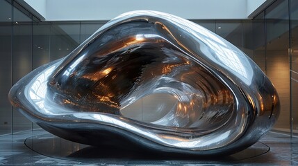 Abstract Stainless Steel Sculpture in Modern Architecture