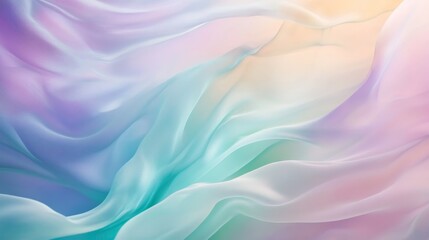 Obraz premium Ethereal abstract photography of flowing pastel waves in teal, lavender, and soft yellow hues