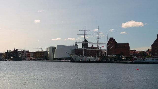 medium shot ozeaneum gorch fock sailboat stralsund sunny day