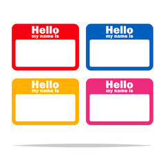 Hello my name is sticker labels vector isolated illustration