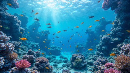 Naklejka premium coral reef and fishes