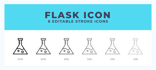 Flask line icon with different stroke. Vector illustration.