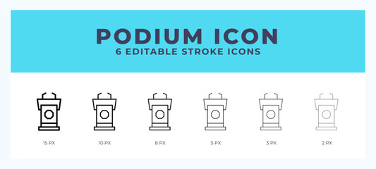 Podium icon. Outline. Lineal icon symbol vector. Black outline.