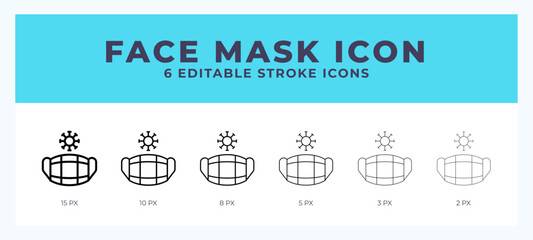 Face mask line icon with different stroke. Vector illustration.