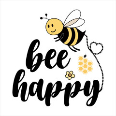 Always be yourself slogan with cute honey bee illustration, vector design for fashion, poster and card prints