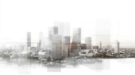Fototapeta premium Modern Cityscape with Abstract Overlay Effects
