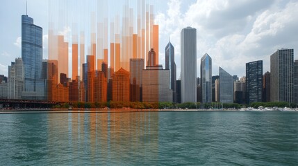 Obraz premium Urban Skyline with Colorful Design Elements