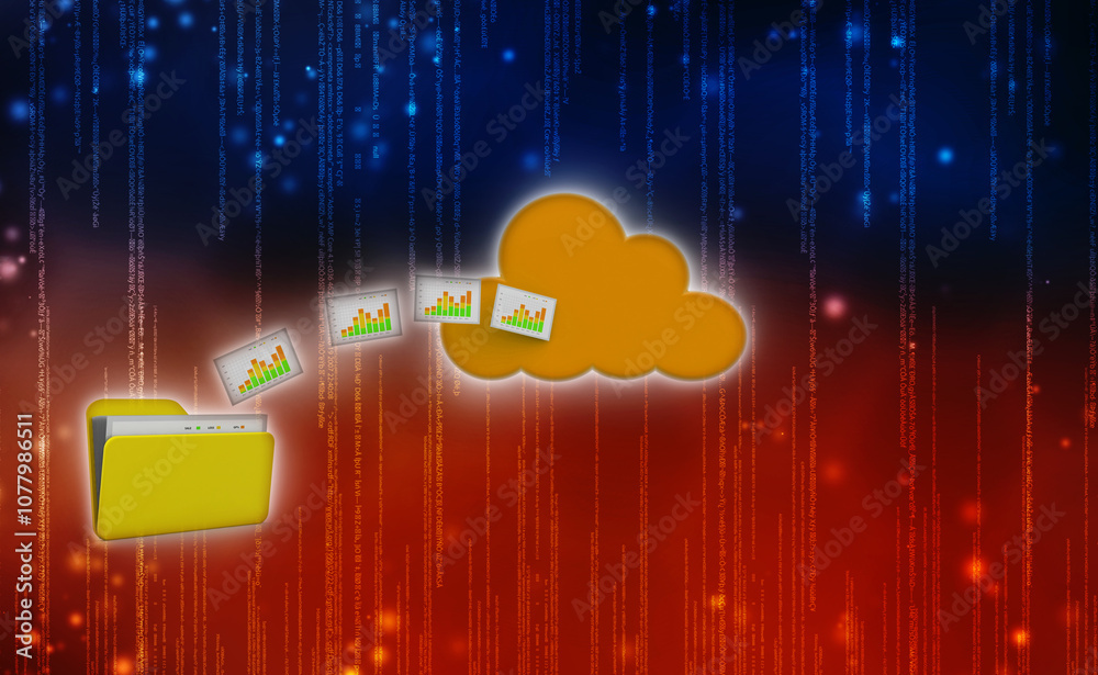 Poster 3d rendering cloud computing concept, cloud internet technology concept background, cloud computing 