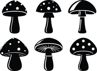 collection mushrooms icon ,set mushroom  silhouette  vector