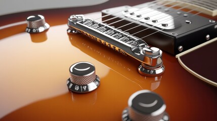 Detailed photorealistic rendering of a guitar's strap buttons, including the placement and screw-in hardware for neck and body mounting