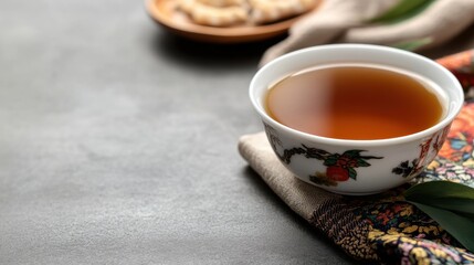 Traditional korean seollal celebration with tea and textiles for spring inspiration and cultural festivity