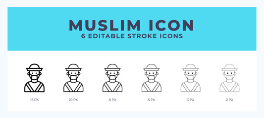 Muslim line icon vector illustration in trendy style.