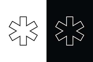 Flat Line Star of Life Icon. Universal Medical Symbol for Web & App Design