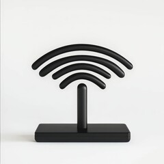 Black wifi symbol on a base.
