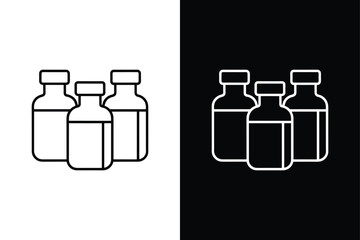 Vaccine Production Icon. Minimalist Line Art of Vials for Medical Graphics