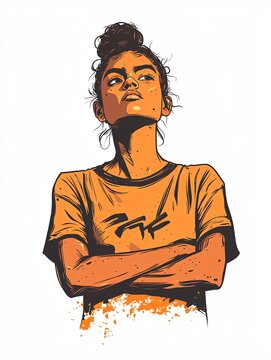A striking design of a defiant character crossing their arms, embodying bold impudence against a white background.