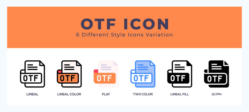 Otf file icon set pack vector illustration.