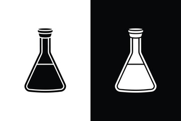 Laboratory Flask Icon. Vector Illustration in Black and White