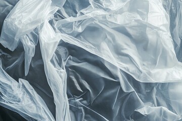 Fototapeta premium Transparent crumpled plastic bag an environmental concern for recyclable retail packaging