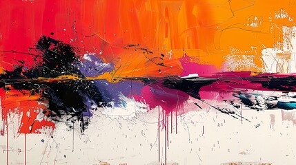 Vibrant Abstract Expressionism Painting: Bold Colors and Dynamic Strokes