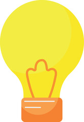 Flat Vector Illustration of a Yellow Light Bulb