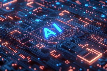 Obraz premium AIテクノロジーのコンピューターチップ