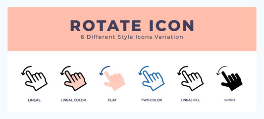 Rotate icon in filled. thin line. outline stroke and flat style.