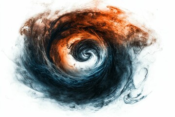 Fototapeta premium Abstract swirling blue and orange paint.