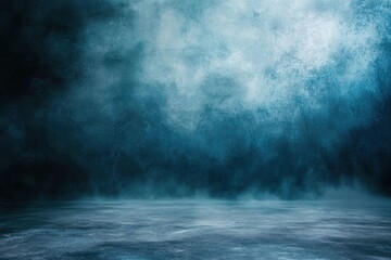 Fototapeta premium Dark blue background with smoke and fog.