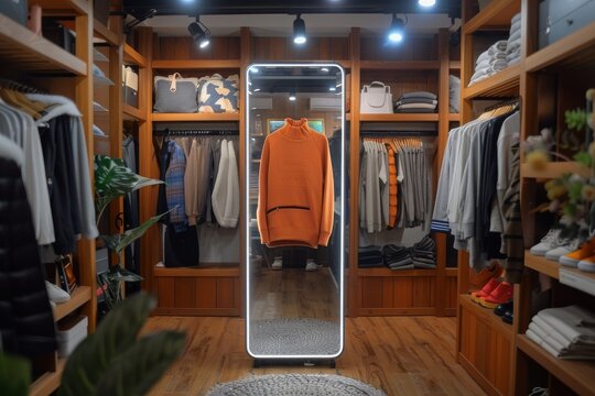mobile screen showing virtual clothing try-on in augmented reality