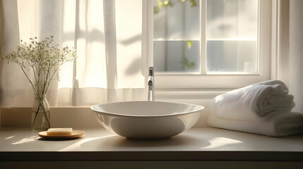 A minimalist bathroom design.