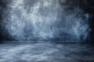 Dark blue grunge textured wall and floor background. (1)