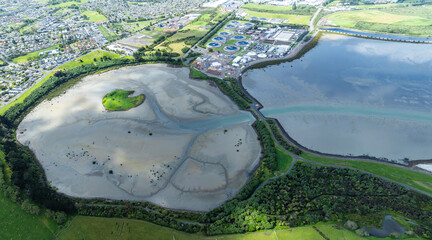 Aerial view of Mangere lagoon, Auckland, New Zealand