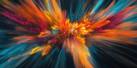 An explosive burst of color, blending vibrant hues into an abstract masterpiece that inspires creativity and energy.