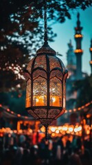 Obraz premium This ornate lantern casts a warm glow, enhancing the ambiance of Ramadan celebrations