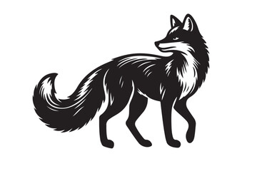 Fox black vector silhouette with white background