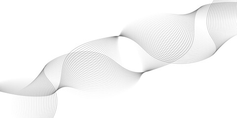White wave curve lines banner background design. Abstract soft wave lines dynamic flowing gray light isolated background. Vector Illustration of the gray pattern of lines. Black stripes on white .	
